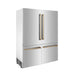 ZLINE 60" Autograph 32.2 cu. ft. 4 - Door French Door Fridge Water/Ice Dispenser Stainless Steel Champagne Bronze Accents RBIVZ - 304 - 60 - CB - Farmhouse Kitchen and Bath