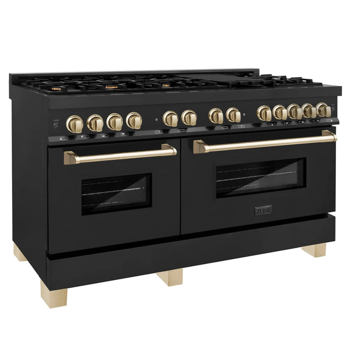 ZLINE 60" Autograph Dual Fuel Range, Black Stainless, RABZ - 60 - G - Farmhouse Kitchen and Bath