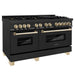 ZLINE 60" Autograph Dual Fuel Range, Black Stainless, RABZ - 60 - G - Farmhouse Kitchen and Bath