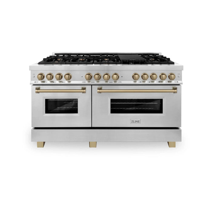 ZLINE 60" Autograph Edition, 7.4 cu. ft. Dual Fuel Range, RAZ - 60 - CB - Farmhouse Kitchen and Bath