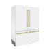 ZLINE 60" Autograph Edition French Door Refrigerator, Internal Water, Ice Dispenser, White Matte, Champagne Bronze Accents RBIVZ - WM - 60 - CB - Farmhouse Kitchen and Bath