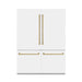 ZLINE 60" Autograph Edition French Door Refrigerator, Internal Water, Ice Dispenser, White Matte, Champagne Bronze Accents RBIVZ - WM - 60 - CB - Farmhouse Kitchen and Bath