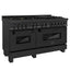 ZLINE 60" Dual Fuel Range, Black Stainless, Brass Burners, RAB - 60 - Farmhouse Kitchen and Bath