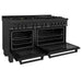 ZLINE 60" Dual Fuel Range, Black Stainless, Brass Burners, RAB - 60 - Farmhouse Kitchen and Bath