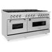 ZLINE 60" Dual Fuel Range In Stainless Steel, Brass Burners, RA - BR - 60 - Farmhouse Kitchen and Bath