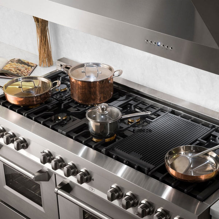 ZLINE 60" Dual Fuel Range In Stainless Steel, Brass Burners, RA - BR - 60 - Farmhouse Kitchen and Bath