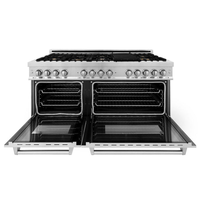 ZLINE 60" Dual Fuel Range In Stainless Steel, Brass Burners, RA - BR - 60 - Farmhouse Kitchen and Bath