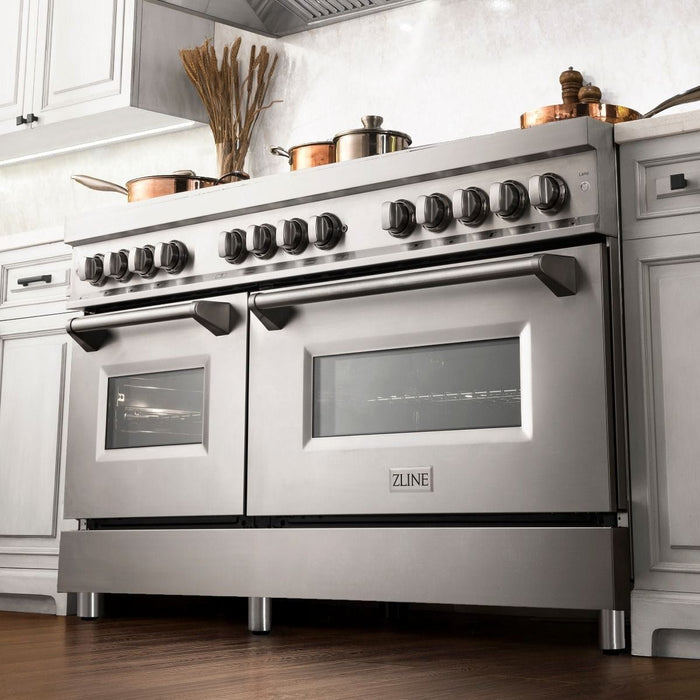 ZLINE 60" Dual Fuel Range In Stainless Steel, Brass Burners, RA - BR - 60 - Farmhouse Kitchen and Bath