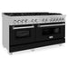 ZLINE 60" Dual Fuel Range Snow Stainless, Black Matte Door, RAS - BLM - 60 - Farmhouse Kitchen and Bath