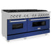 ZLINE 60" Dual Fuel Range Snow Stainless, Blue Matte Door, RAS - BM - 60 - Farmhouse Kitchen and Bath