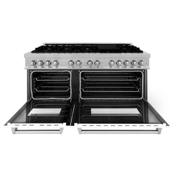 ZLINE 60" Dual Fuel Range Snow Stainless, White Matte Door, RAS - WM - 60 - Farmhouse Kitchen and Bath