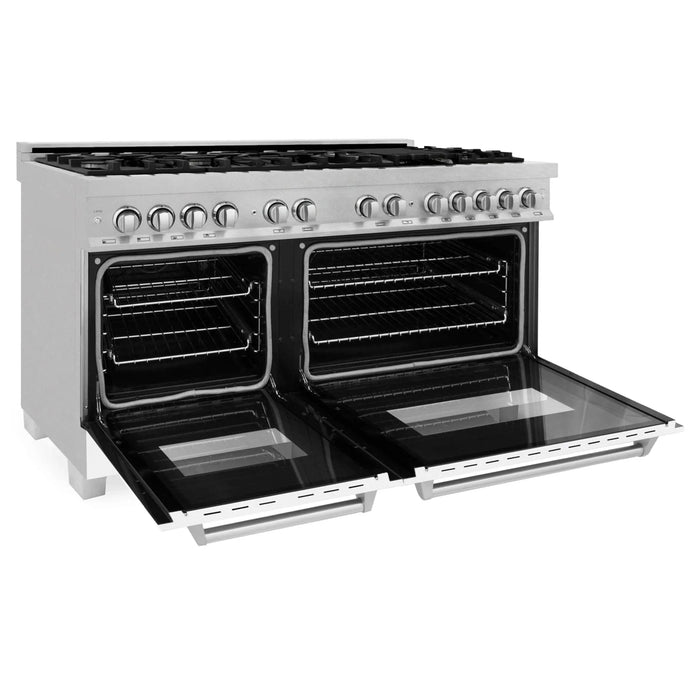 ZLINE 60" Dual Fuel Range Snow Stainless, White Matte Door, RAS - WM - 60 - Farmhouse Kitchen and Bath