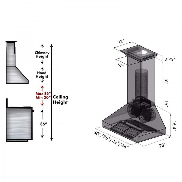 ZLINE 60" Professional Wall Range Hood, Built - in CrownSound Bluetooth Speakers, 697CRN - BT - 60 - Farmhouse Kitchen and Bath