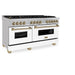 ZLINE 60"Autograph Range Dual Fuel, DuraSnow, White Door,RASZ - WM - 60 - G - Farmhouse Kitchen and Bath