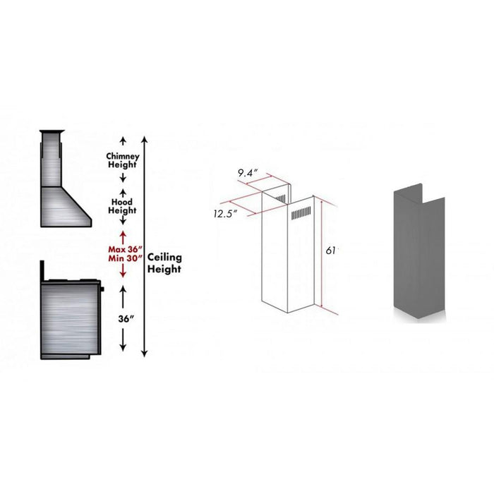 ZLINE 61" Wooden Chimney Extension for Ceilings up to 12.5', KBUU - E - Farmhouse Kitchen and Bath