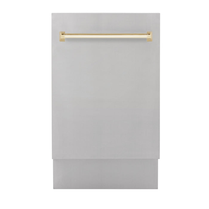 ZLINE Autograph 18" Dishwasher Stainless Door, Gold Handle DWVZ - 304 - 18 - G - Farmhouse Kitchen and Bath