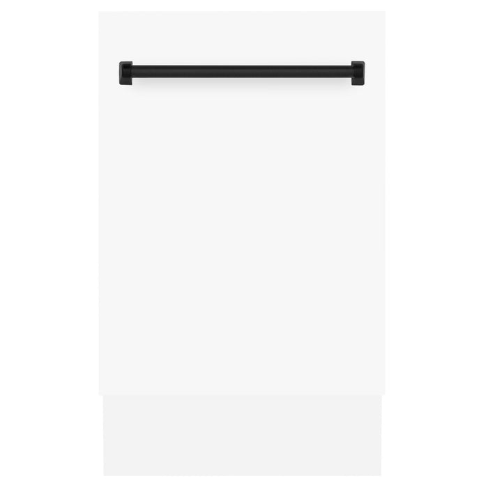 ZLINE Autograph 18" Dishwasher White Door, Black Handle DWVZ - WM - 18 - MB - Farmhouse Kitchen and Bath