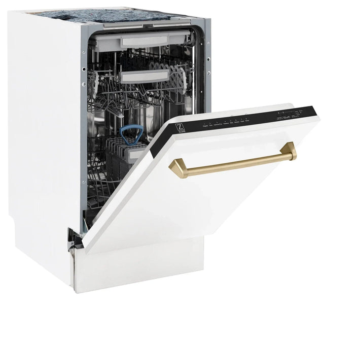 ZLINE Autograph 18" Dishwasher White Door, Bronze Handle DWVZ - WM - 18 - CB - Farmhouse Kitchen and Bath