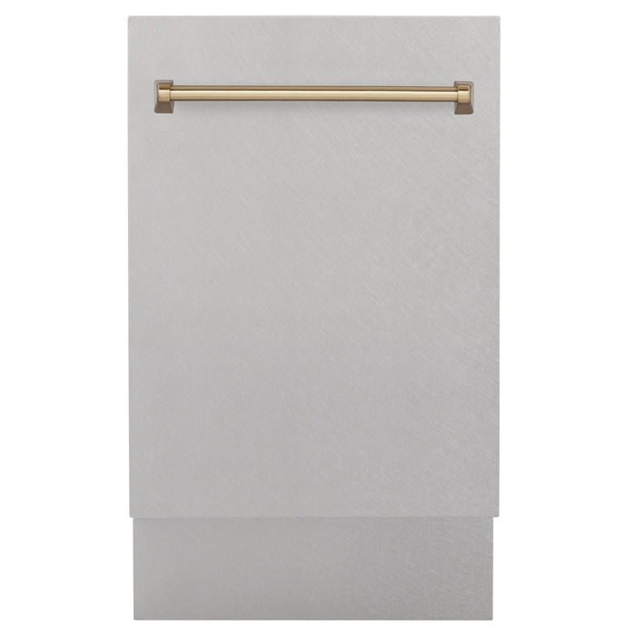 ZLINE Autograph 18" DuraSnow Dishwasher, Bronze Handle DWVZ - SN - 18 - CB - Farmhouse Kitchen and Bath