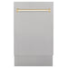 ZLINE Autograph 18" DuraSnow Dishwasher, Gold Handle DWVZ - SN - 18 - G - Farmhouse Kitchen and Bath