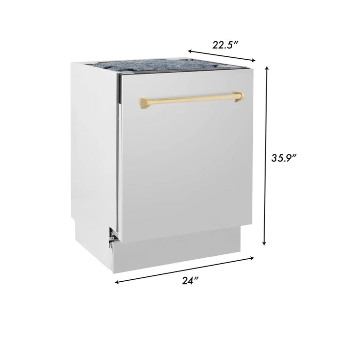 ZLINE Autograph 24" Dishwasher Stainless Door, Champagne Bronze Handle DWVZ - 304 - 24 - CB - Farmhouse Kitchen and Bath