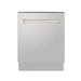 ZLINE Autograph 24" Dishwasher Stainless Door, Gold Handle DWVZ - 304 - 24 - G - Farmhouse Kitchen and Bath