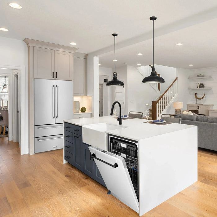 ZLINE Autograph 24" Dishwasher White Door, Black Handle DWMTZ - WM - 24 - MB - Farmhouse Kitchen and Bath