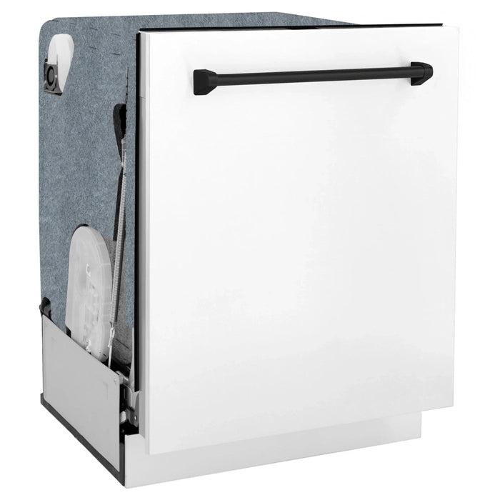 ZLINE Autograph 24" Dishwasher White Door, Black Handle DWMTZ - WM - 24 - MB - Farmhouse Kitchen and Bath