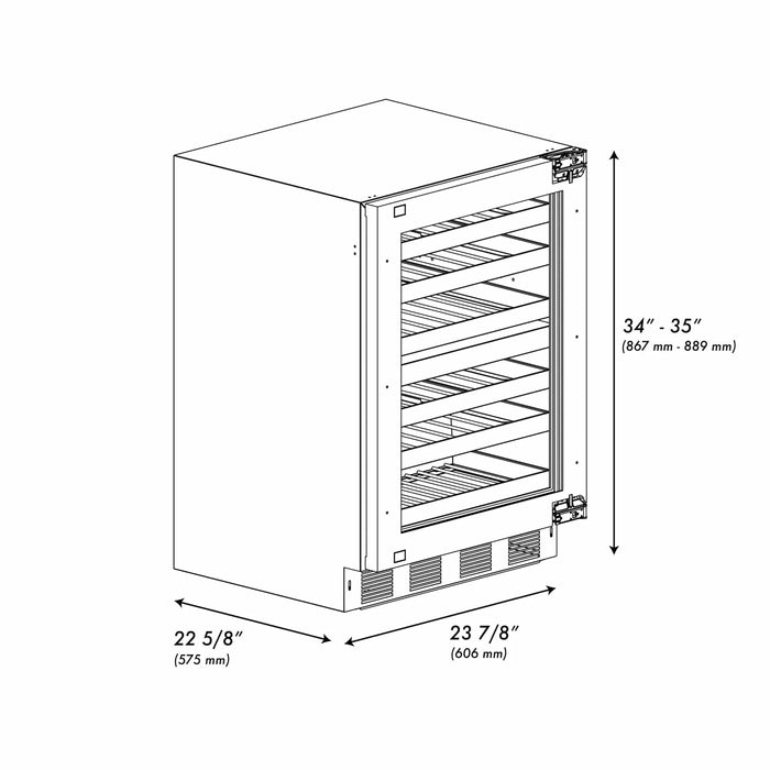 ZLINE Autograph 24 in. Dual Zone 44 Bottle Wine Cooler With Panel Ready Glass Door And Champagne Bronze Handle RWDPOZ - 24 - CB - Farmhouse Kitchen and Bath
