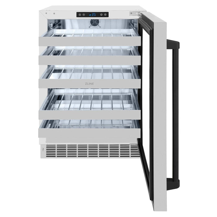 ZLINE Autograph 24 in. Dual Zone 44 Bottle Wine Cooler With Stainless Steel Glass Door And Matte Black Handle RWDOZ - GS - 24 - MB - Farmhouse Kitchen and Bath