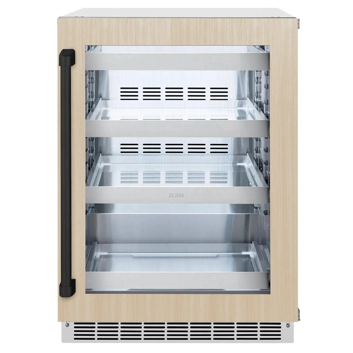 ZLINE Autograph Edition 24 in. Touchstone 151 Can Beverage Fridge With Panel Ready Glass Door And Matte Black Handle RBSPOZ - 24 - MB - Farmhouse Kitchen and Bath