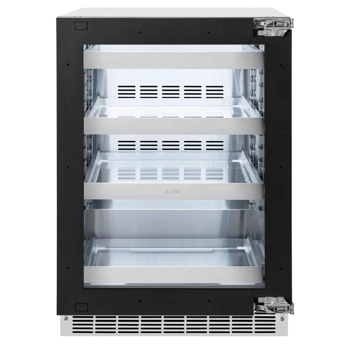 ZLINE Autograph Edition 24 in. Touchstone 151 Can Beverage Fridge With Panel Ready Glass Door And Matte Black Handle RBSPOZ - 24 - MB - Farmhouse Kitchen and Bath