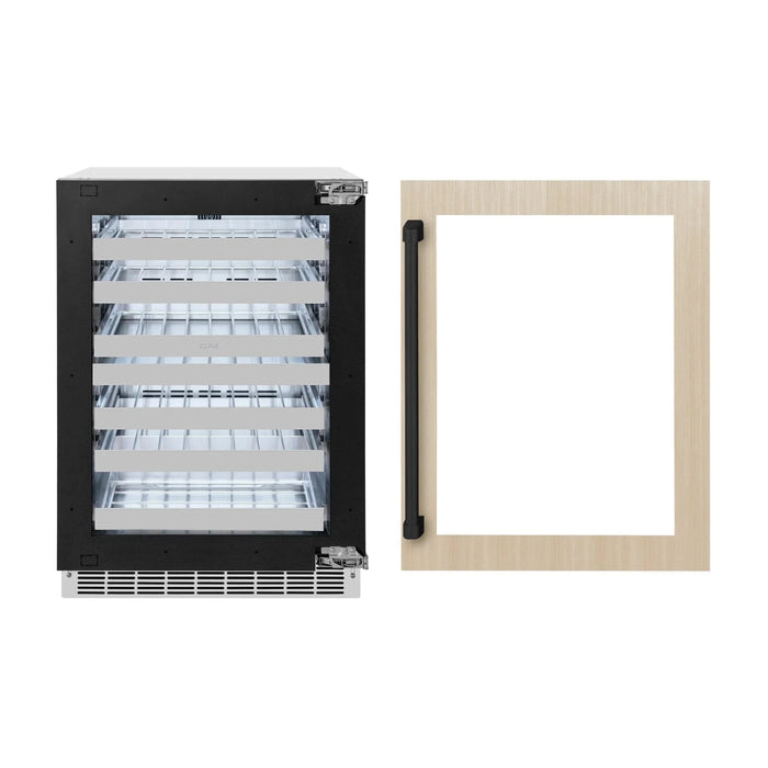 ZLINE Autograph Edition 24 in. Touchstone Dual Zone 44 Bottle Wine Cooler With Panel Ready Glass Door And Matte Black Handle RWDPOZ - 24 - MB - Farmhouse Kitchen and Bath