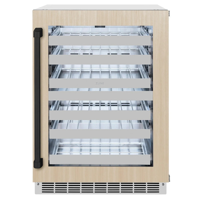 ZLINE Autograph Edition 24 in. Touchstone Dual Zone 44 Bottle Wine Cooler With Panel Ready Glass Door And Matte Black Handle RWDPOZ - 24 - MB - Farmhouse Kitchen and Bath