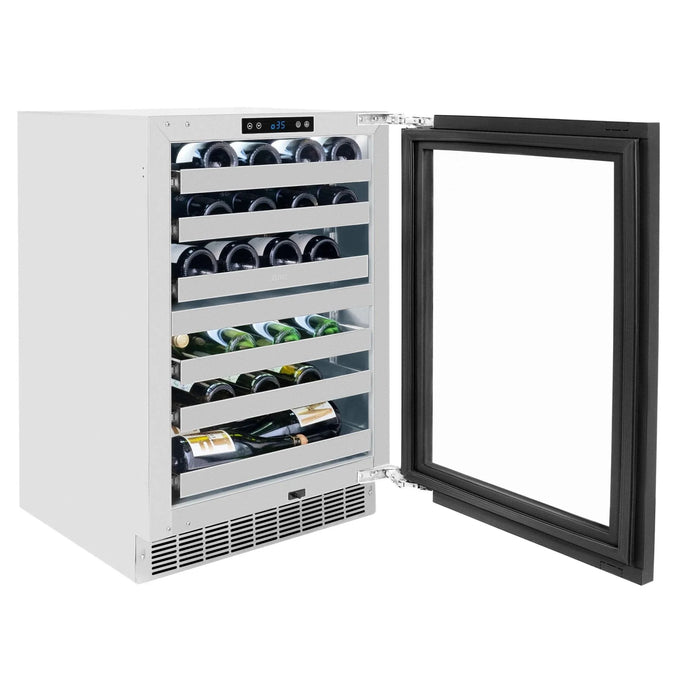 ZLINE Autograph Edition 24 in. Touchstone Dual Zone 44 Bottle Wine Cooler With Panel Ready Glass Door And Polished Gold Handle RWDPOZ - 24 - G - Farmhouse Kitchen and Bath