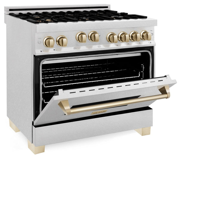 ZLINE Autograph Edition 36" Dual Fuel Range, Gold Accents, RAZ - 36 - G - Farmhouse Kitchen and Bath