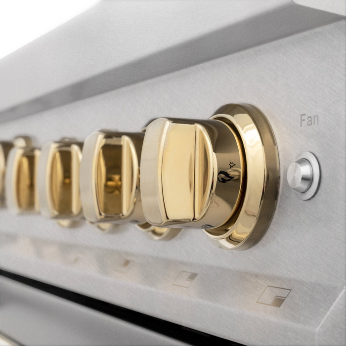 ZLINE Autograph Edition 36" Dual Fuel Range, Gold Accents, RAZ - 36 - G - Farmhouse Kitchen and Bath