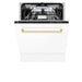 ZLINE Autograph White Door 24" Dishwasher, Gold Handle DWVZ - WM - 24 - G - Farmhouse Kitchen and Bath