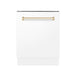 ZLINE Autograph White Door 24" Dishwasher, Gold Handle DWVZ - WM - 24 - G - Farmhouse Kitchen and Bath