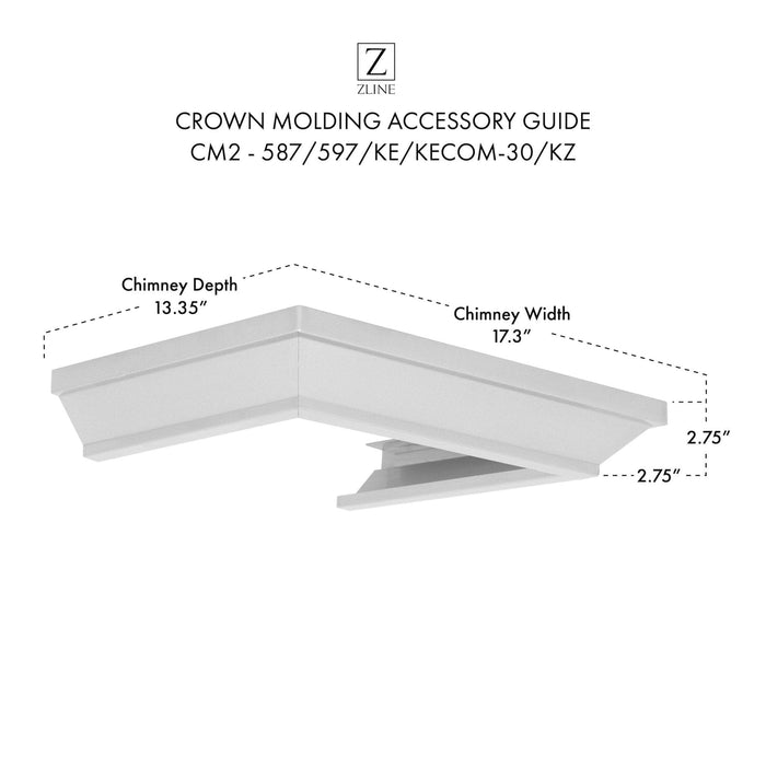 ZLINE Crown Molding #2 for Wall Range Hood, CM2 - 587/597/KE/KECOM - 30/KZ - Farmhouse Kitchen and Bath