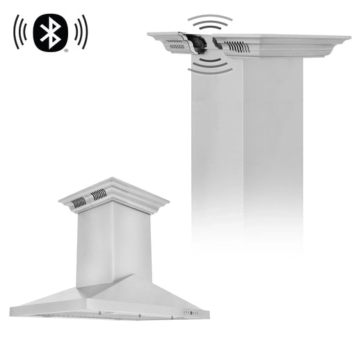 ZLINE Ducted Vent Island Mount Range Hood in Stainless Steel with Built - in ZLINE CrownSound Bluetooth Speakers GL1iCRN - BT - 36 - Farmhouse Kitchen and Bath