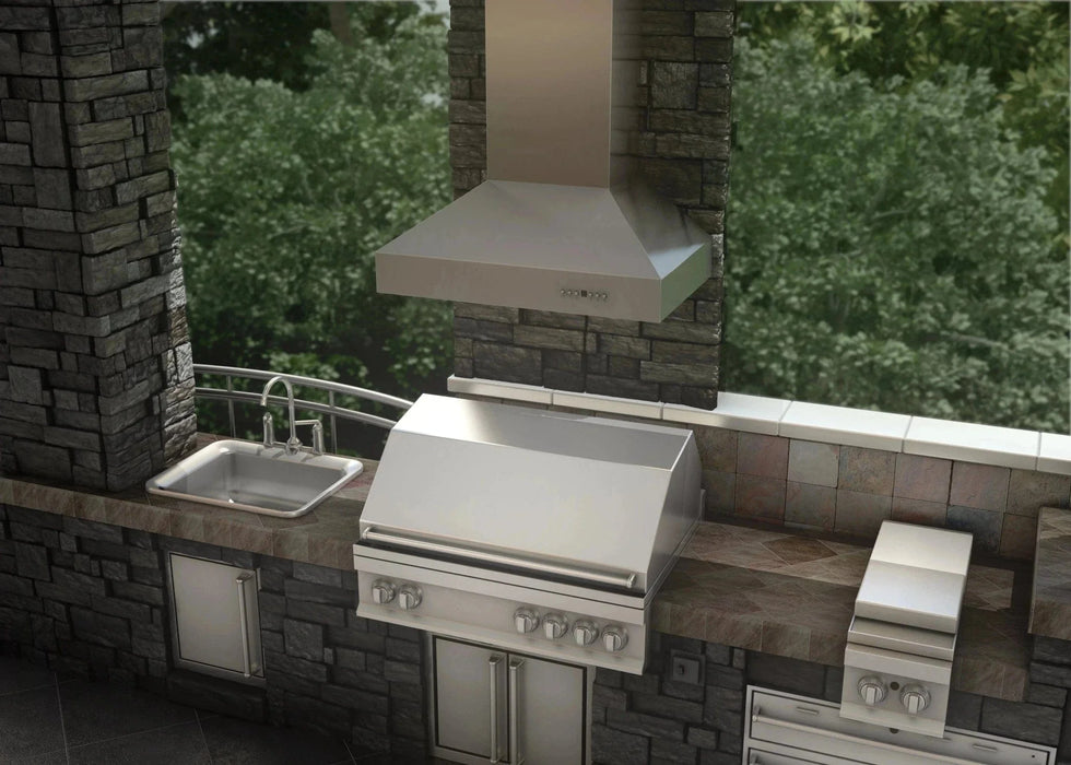 ZLINE Ducted Wall Mount Range Hood in Outdoor Approved Stainless Steel 697 - 304 - 42 - Farmhouse Kitchen and Bath