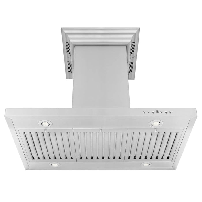 Zline Island Mount Range Hood in Stainless Steel with Built - in ZLINE CrownSound™ Bluetooth Speakers GL2iCRN - BT - 36 - Farmhouse Kitchen and Bath