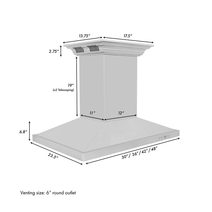 Zline Island Mount Range Hood in Stainless Steel with Built - in ZLINE CrownSound™ Bluetooth Speakers GL2iCRN - BT - 42 - Farmhouse Kitchen and Bath