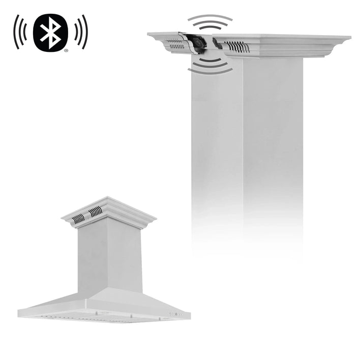 Zline Island Mount Range Hood in Stainless Steel with Built - in ZLINE CrownSound™ Bluetooth Speakers GL2iCRN - BT - 48 - Farmhouse Kitchen and Bath