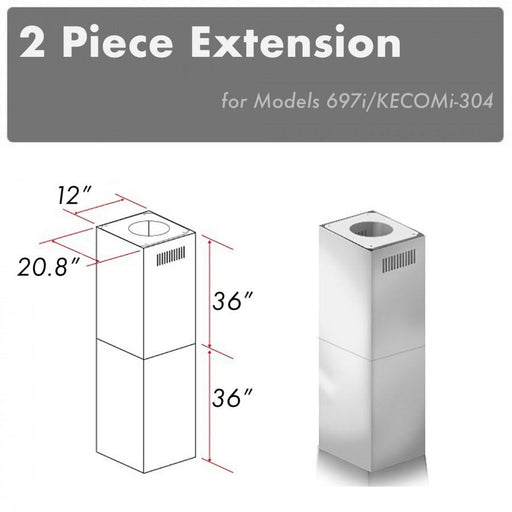 ZLINE Outdoor Chimney Extension 12' Ceiling, 2PCEXT - 697i/KECOMi - 304 - Farmhouse Kitchen and Bath