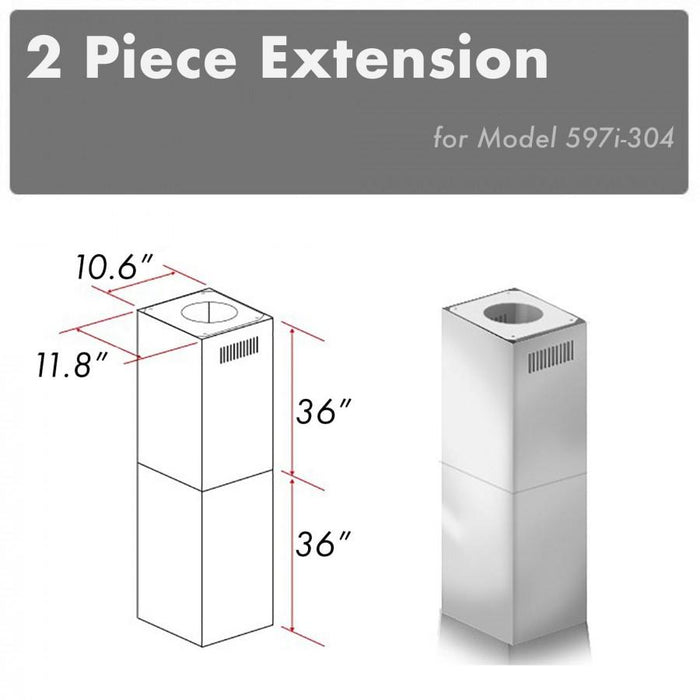 ZLINE Outdoor Chimney Extension for 10' - 12' Ceiling, 2PCEXT - 597i - 304 - Farmhouse Kitchen and Bath
