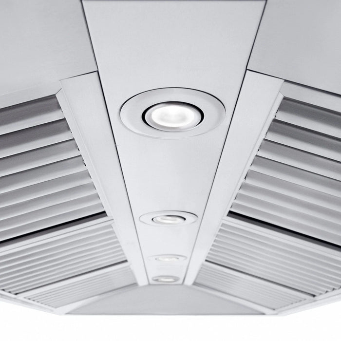 ZLINE Professional Convertible Vent Wall Mount Range Hood in Stainless Steel with Crown Molding 667CRN - 42 - Farmhouse Kitchen and Bath