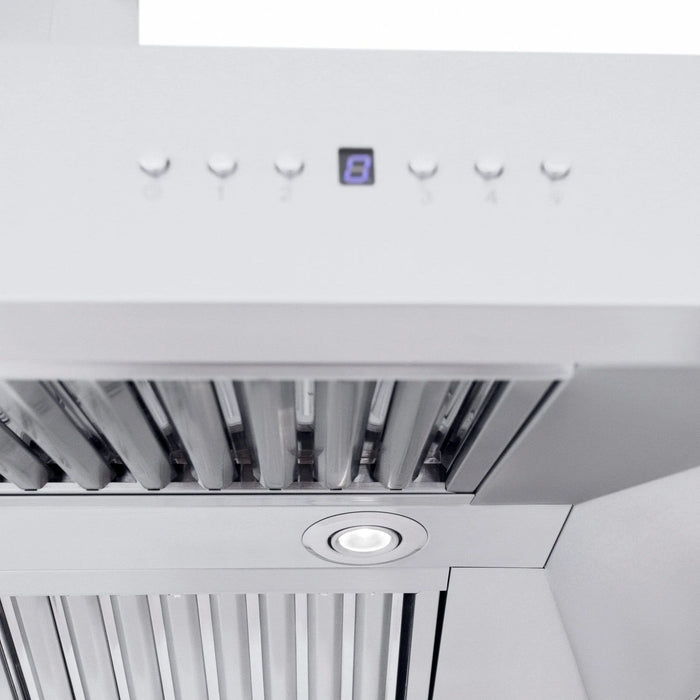 ZLINE Professional Convertible Vent Wall Mount Range Hood in Stainless Steel with Crown Molding 667CRN - 48 - Farmhouse Kitchen and Bath