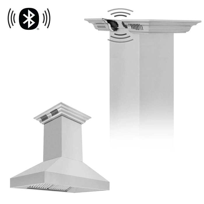 ZLINE Professional Island Mount Range Hood in Stainless Steel with Built - in CrownSound® Bluetooth Speakers 597iCRN - BT - 36 - Farmhouse Kitchen and Bath